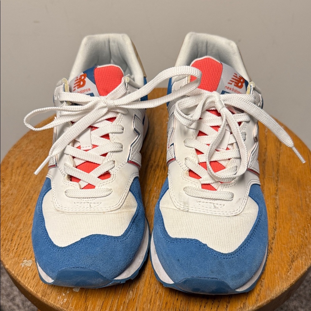 New Balance Men's Sneakers in White, Blue, and Red